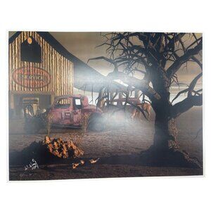 LE GM hot rod truck barn brown print artwork signed Wright 21/50 16x12" READ